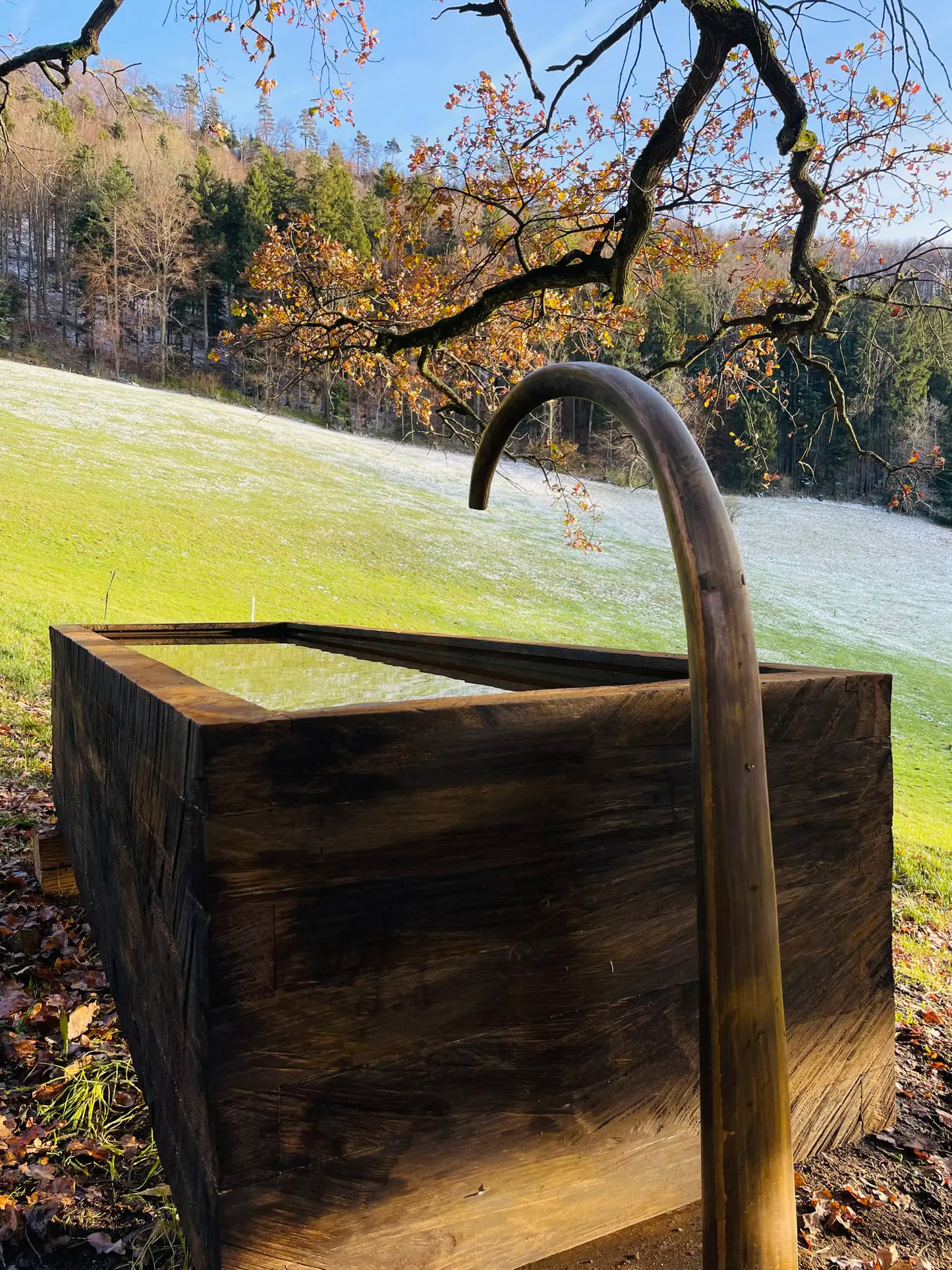 Eichenbrunnen – Künstlerisches Unikat aus Eiche und Stahl